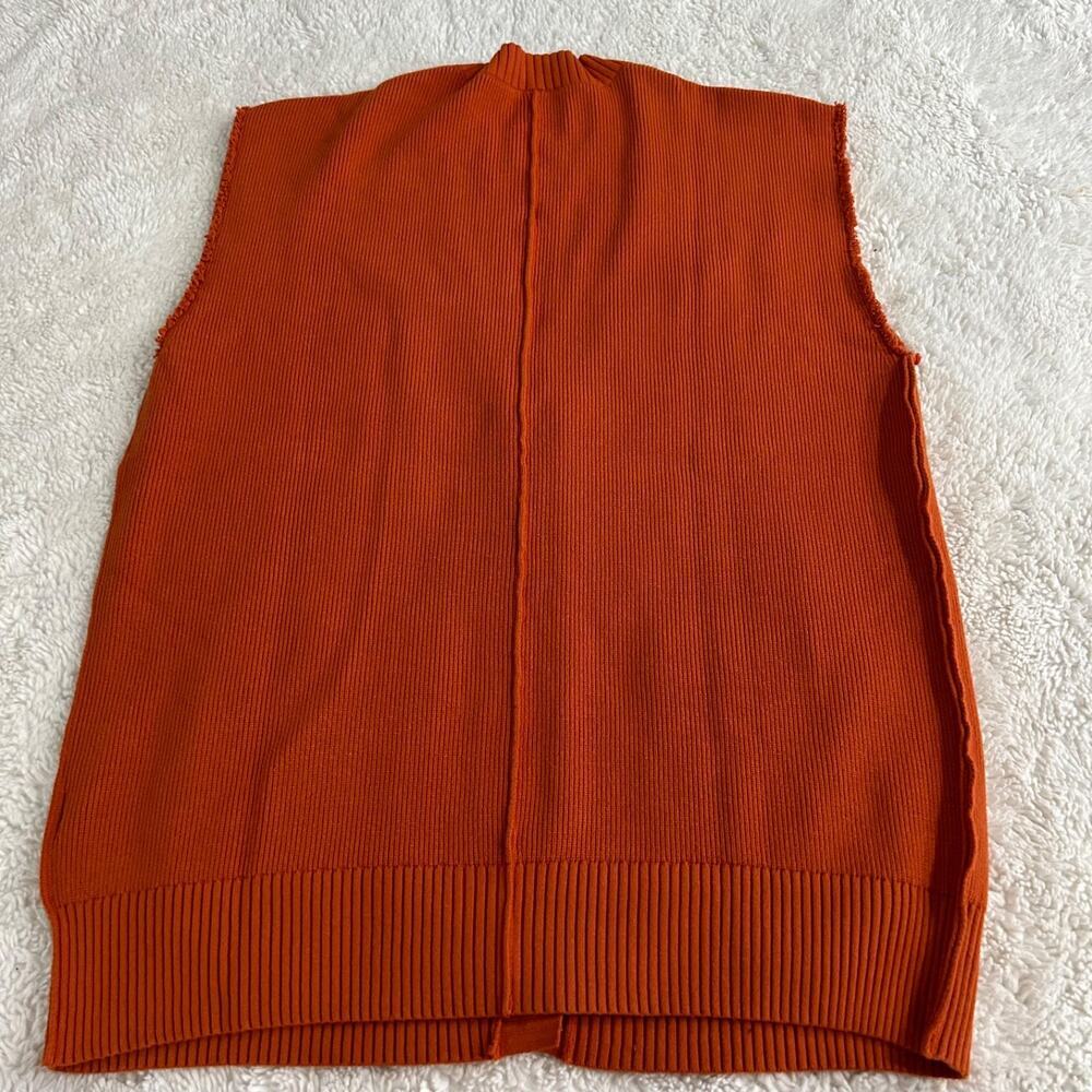 Free People Womens Orange Oversized Sweater Vest Sz M Boho Indie Tomato Granola - Picture 2 of 6